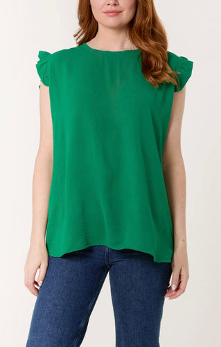 Made in Italy Frill Sleeve Top - Green