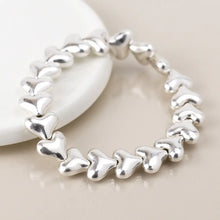 Load image into Gallery viewer, POM Silver Plated Worn Hearts Stretch Bracelet