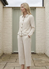 Load image into Gallery viewer, Dreams Linen Blend Pinstripe Cropped Barrel Leg Trousers - Natural