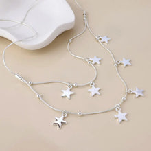 Load image into Gallery viewer, POM Stardust Silver Plated Double Strand Star Drop Necklace
