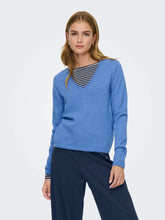 Load image into Gallery viewer, ONLY L/S V Neck Knitted Jumper - Ultramarine Melange