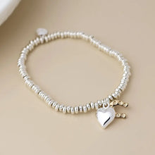 Load image into Gallery viewer, POM Silver Plated Bead, Heart &amp; Golden Horseshoe Charm Bracelet