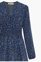 Load image into Gallery viewer, Blue Speckled Print Maxi Dress with Shirring