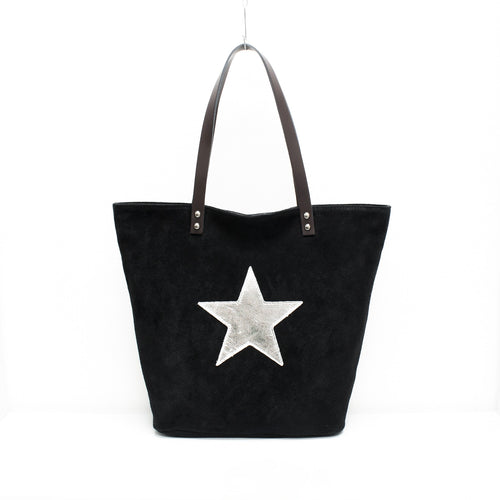 Made in Italy Suede Star Shopper - Black