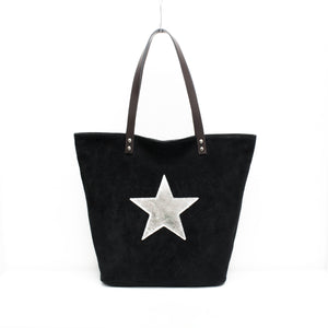 Made in Italy Suede Star Shopper - Black