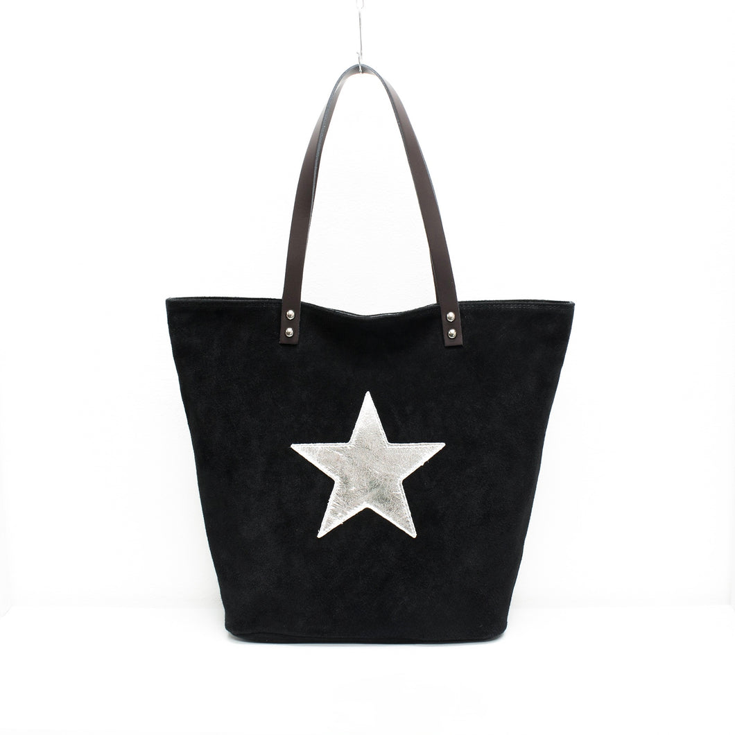 Made in Italy Suede Star Shopper - Black