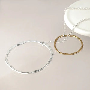 POM Mixed Finish Organic Linked Hoops Necklace