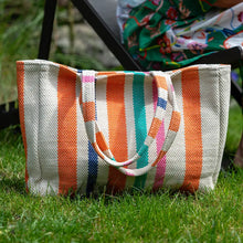 Load image into Gallery viewer, POM Orange Mix Woven Striped Shopper