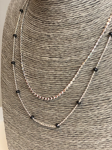 Double Layered Black Bead Necklace