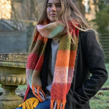 Load image into Gallery viewer, POM Autumn Brights Mix Recycled Blend Check Scarf