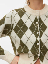 Load image into Gallery viewer, Vero Moda Argyle Knitted Cardigan - Green