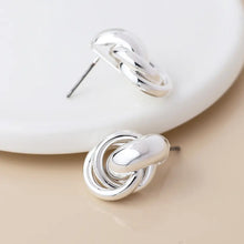 Load image into Gallery viewer, POM Silver Plated Polished Knot Earrings
