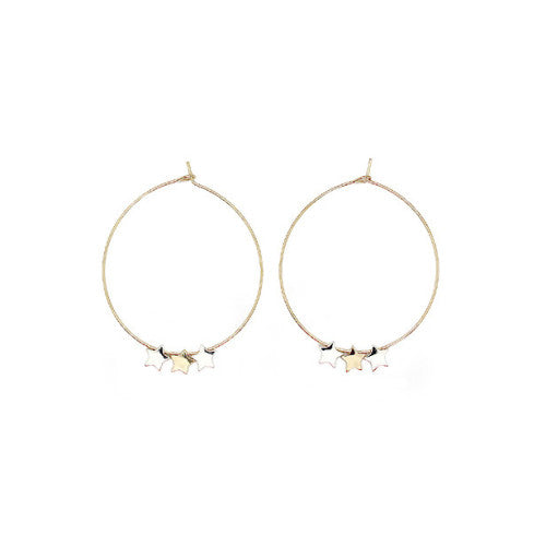 Hoop Earrings With Three Stars