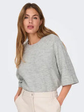 Load image into Gallery viewer, ONLY Half Sleeve Knitted Top - Light Grey