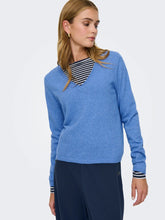 Load image into Gallery viewer, ONLY L/S V Neck Knitted Jumper - Ultramarine Melange