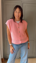 Load image into Gallery viewer, Mohair Blend Button Trough Ribbed Edge Waistcoat - Candy Pink