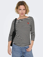 Load image into Gallery viewer, ONLY 3/4 Boat Neck Striped Top - Black/White