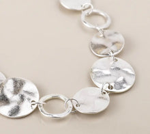 Load image into Gallery viewer, POM Silver Plated Worn Discs &amp; Hoop Necklace