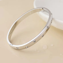 Load image into Gallery viewer, POM Cosmina Stainless Steel Platinum Plated Crystal Studded Chunky Bangle