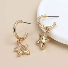 Load image into Gallery viewer, POM Golden C-Hoop &amp; Wave Star Earrings