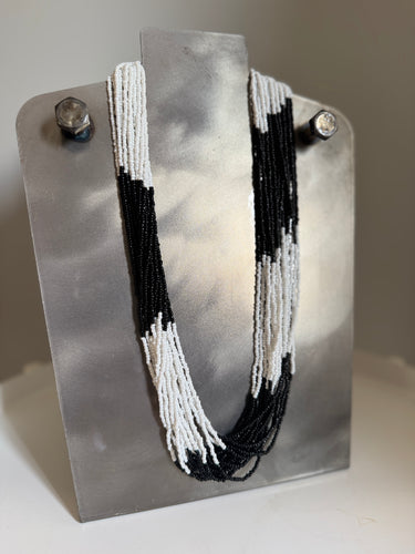 Black & White Multi Strand Bead Necklace