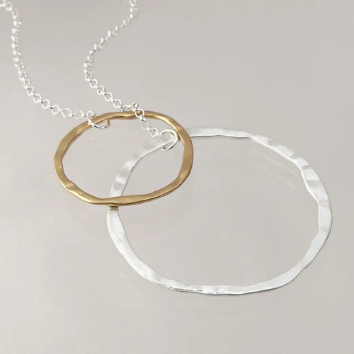 POM Mixed Finish Organic Linked Hoops Necklace