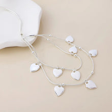 Load image into Gallery viewer, POM Moonbeam Silver Plated Double Strand Heart Drop Necklace