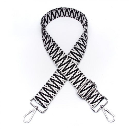 Black and White Zig Zag Stitch Bag Strap