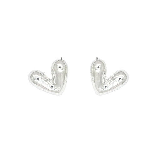 Unique Heart Shape Chunky Earring. Silver