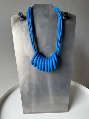 Royal Blue Multi Strand Rubber Necklace