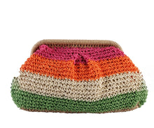 Load image into Gallery viewer, Straw Clutch Bag - Orange Pink Beige
