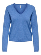 Load image into Gallery viewer, ONLY L/S V Neck Knitted Jumper - Ultramarine Melange