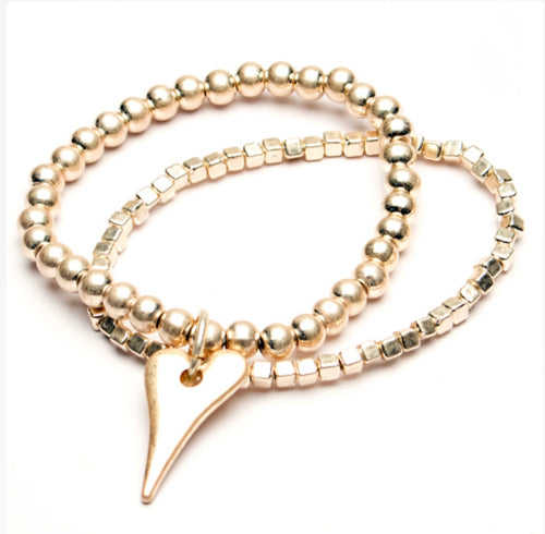 Eliza Gracious Pale Gold Twin Strand Heart Bracelet