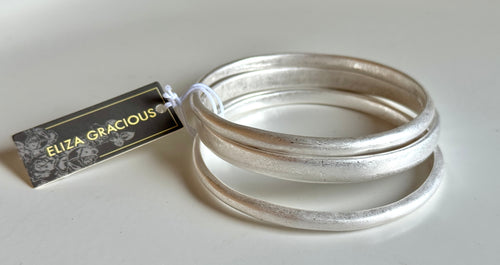 Eliza Gracious Triple Bangle Set -Brushed Silver