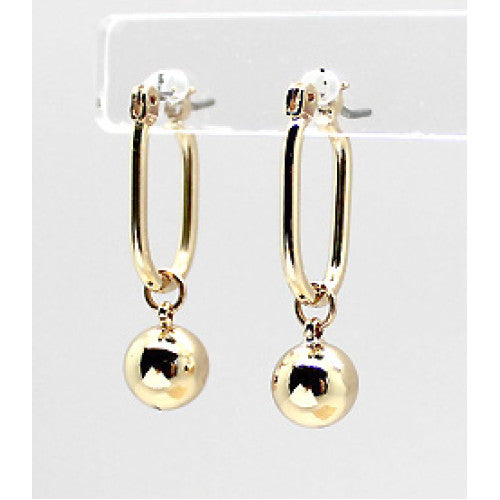 Oval Shape Ball Earrings - Gold