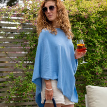 Load image into Gallery viewer, POM Recycled Blend Poncho - Light Blue
