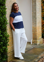 Load image into Gallery viewer, DREAMS Cotton Blend Cap Sleeve Top - Navy/White