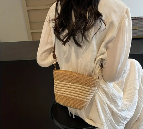 Small Cross Body Basket Bag - Cream