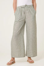Load image into Gallery viewer, Made in Italy Cotton Blend Striped Wide Leg Trousers - Khaki
