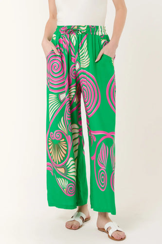 Green Swirl Pattern Wide leg Trousers