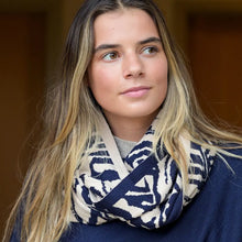 Load image into Gallery viewer, POM Zebra Print Snood - Navy