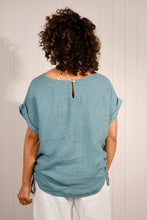 Load image into Gallery viewer, Goose Island Rushed Tie Side Linen Top - Teal