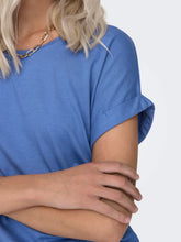 Load image into Gallery viewer, ONLY Short Sleeve Fold Up Cuff T-Shirt - Blue Yonder