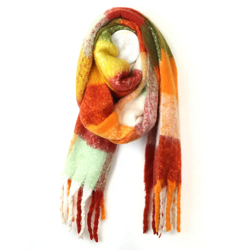 POM Autumn Brights Mix Recycled Blend Check Scarf