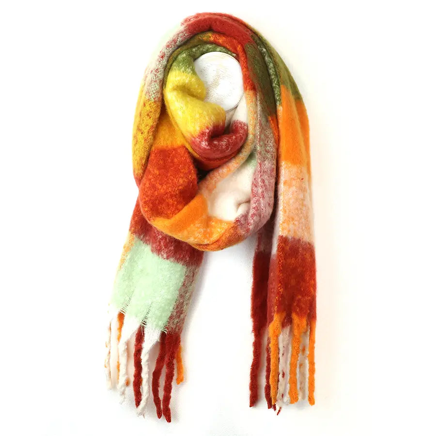 POM Autumn Brights Mix Recycled Blend Check Scarf
