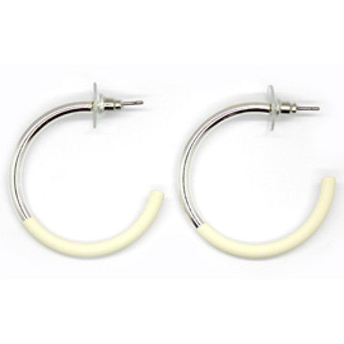 Cream Two Tone Hoop Earrings