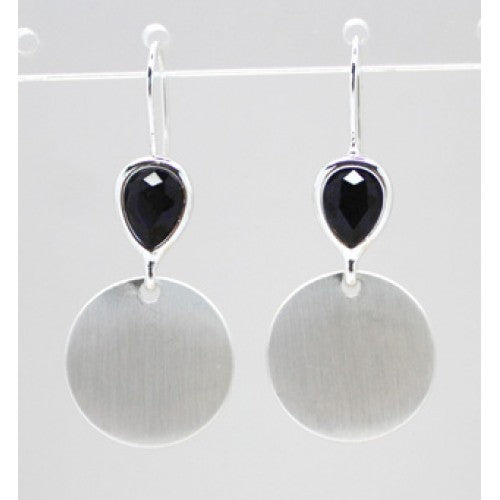 Black Glass Disc Earrings