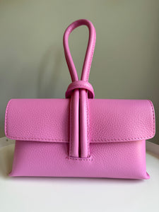 Leather Loop Handle Bag - Bubble Gum Pink