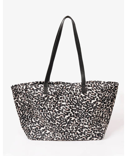 Sarta Large Tote Bag - Cream Leopard Print