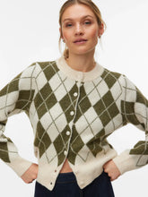 Load image into Gallery viewer, Vero Moda Argyle Knitted Cardigan - Green